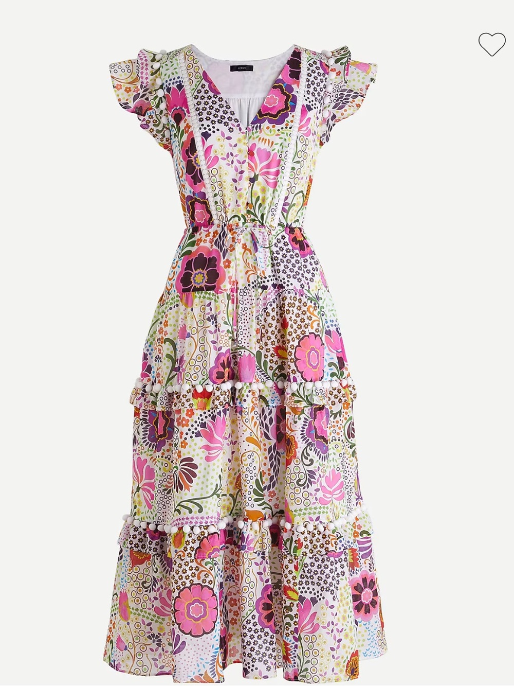 J. Crew Ratti  retro Floral pom Pom Maxi Dress size 8